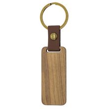 Producto Llavero de madera alargado con anilla dorada