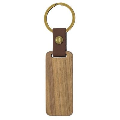 Producto Llavero de madera alargado con anilla dorada