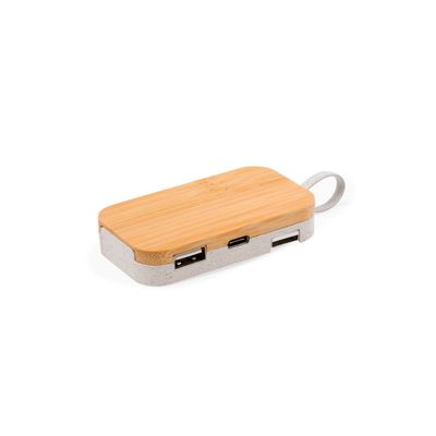 Producto Puerto USB soporte móvil bambú dual 3 puertos