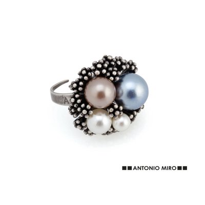 Producto Anillo Ajustable Metal con Perlas Sintéticas