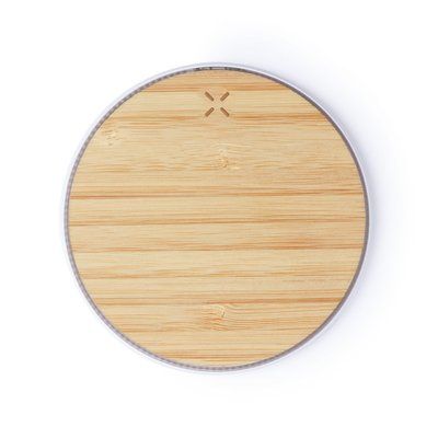 Producto Base de bambú ecológica para carga inalámbrica de smartphones