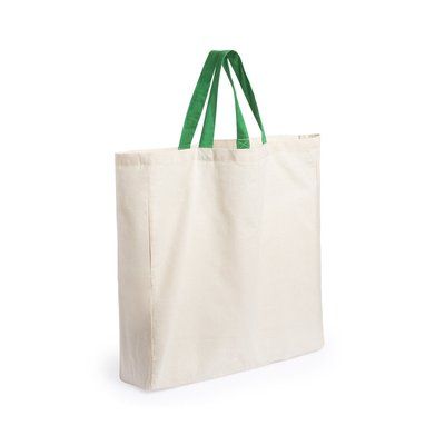 Producto Bolsa ecológica de algodón orgánico con asas verdes