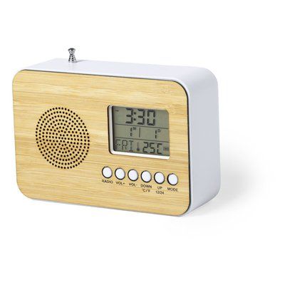Producto Reloj y radio con 5 funciones y frontal de bambú