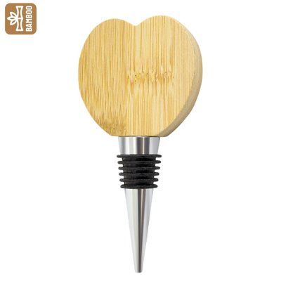 Producto Tapón y abrebotellas imantado corazón de bambú y metal