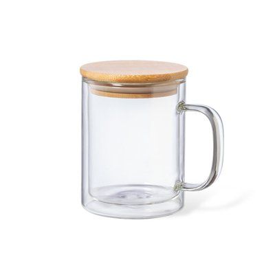 Producto Taza Doble Pared 370ml y tapa bambú