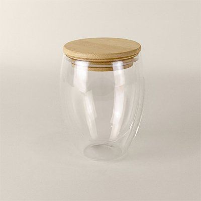 Producto Vaso Doble Pared Borosilicato Tapa Bambú