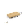 Puerto USB soporte móvil bambú dual 3 puertos