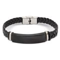 Pulsera Trenzada Negra con Placa Acero