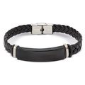Pulsera Trenzada Negra con Placa Acero NE