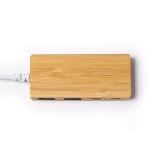 Puerto USB de bambú con dos salidas Crudo