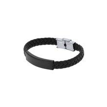 Pulsera de piel sintética con placa de acero Neg