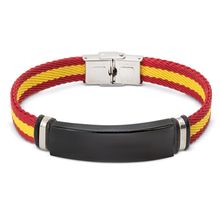Pulsera Trenzada Negra con Placa Acero Esp-Ne