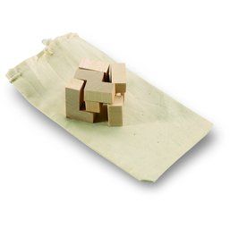 Puzzle de madera en bolsa algodon natural Marrón