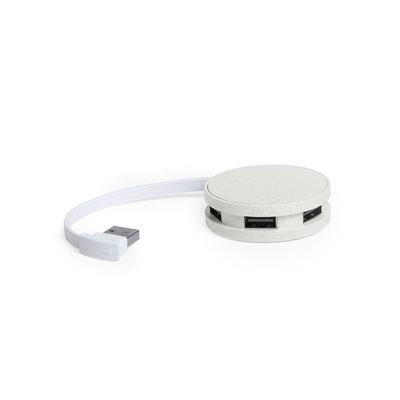 Puerto USB compacto y ecológico en caña de trigo con 4 puertos