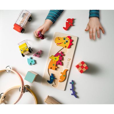 Puzzle Dinosaurio Numerado en Madera Pino