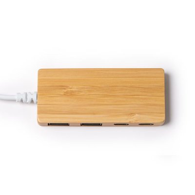 Puerto USB de bambú con dos salidas