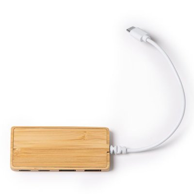 Puerto USB de bambú con dos salidas