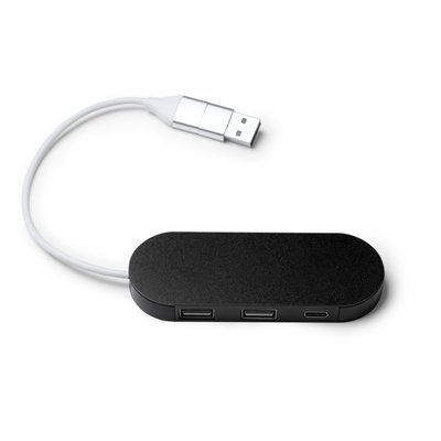 Puerto USB dos salidas USB  y una C Negro