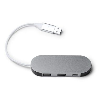 Puerto USB dos salidas USB  y una C Plata Talla Única Adulto