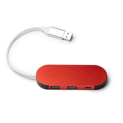 Puerto USB dos salidas USB  y una C Rojo