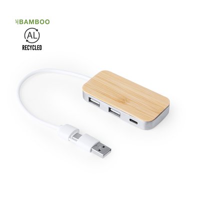 Puerto USB con Tipo C Aluminio y Bambú