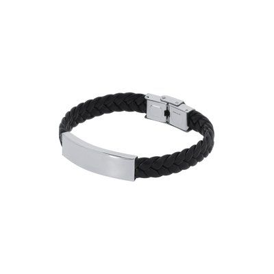 Pulsera de piel sintética con placa de acero Plat