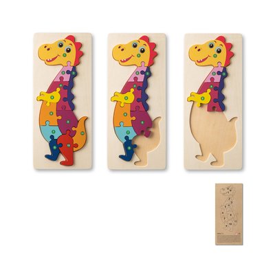 Puzzle Dinosaurio Numerado en Madera Pino