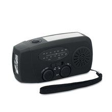 Radio portátil con linterna y power bank Negro