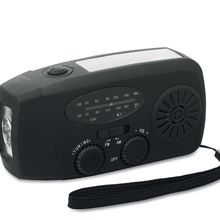 Radio portátil con linterna y power bank Negro