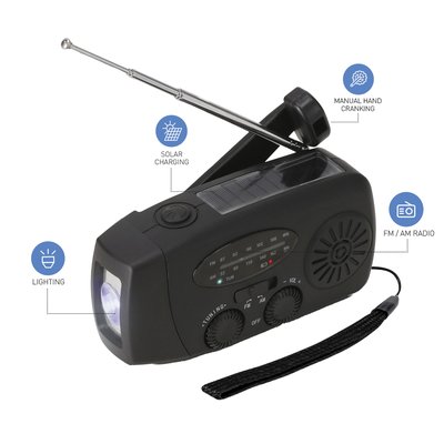 Radio de emergencia con linterna