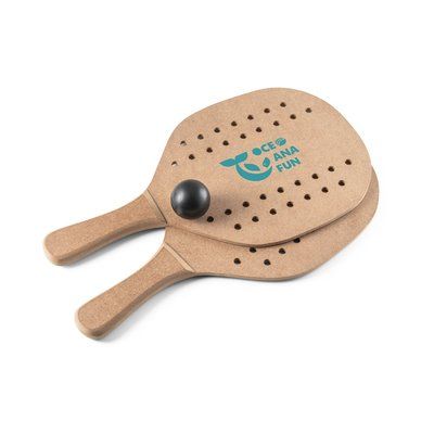 Raquetas de playa con pelota y bolsa de algodón