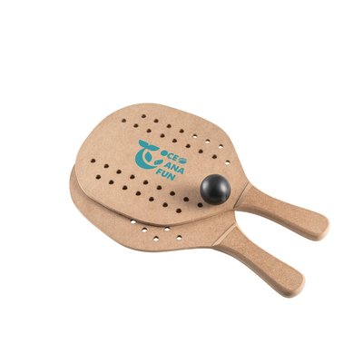 Raquetas de playa con pelota y bolsa de algodón