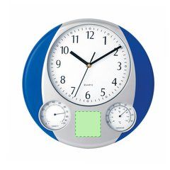 Reloj de pared con termómetro y medidor de humedad | Centrado en al zona inferior entre los dos esferas | 60 x 60