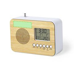 Reloj y radio con 5 funciones y frontal de bambú | Esquina superior izquierda | 50 x 15