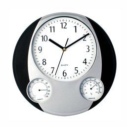 Reloj de pared con termometro y humedad Negro