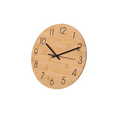 Reloj de pared bambú con números negros