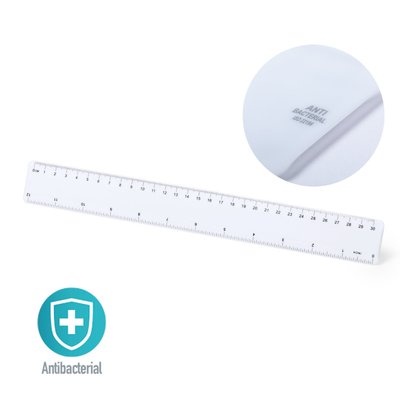 Regla antibacteriana de 30 cm. blanca