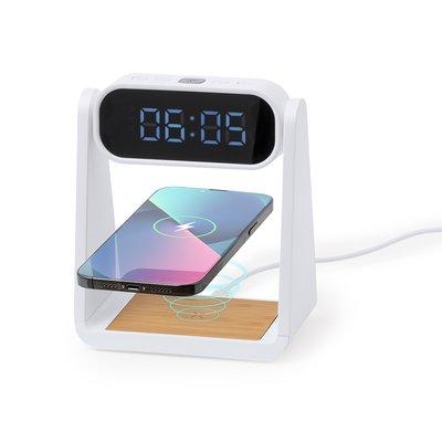 Reloj Alarma, Carga Qi, Lámpara 6 LEDs