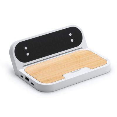 Reloj cargador inalámbrico con alarma y soporte plegable