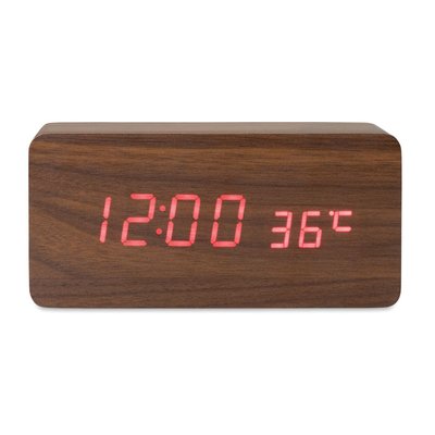 Reloj despertador efecto madera con cargador inalámbrico