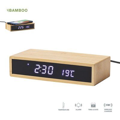 Reloj Sobremesa Multifunción de Bambú