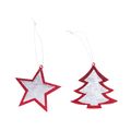 Set de 2 adornos de navidad en non-woven con forma de árbol y estrella