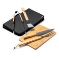 Set barbacoa con accesorios de acero inox y madera