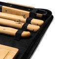 Set barbacoa con accesorios de acero inox y madera