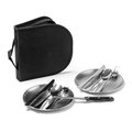 Set de cubiertos y platos de acero inoxidable