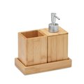 Set para Lavabo Baño 3 Piezas Bambú