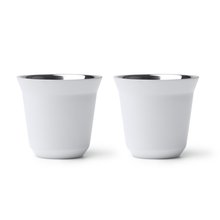 Set de 2 vasos de acero inox mate 80 ml Blanco