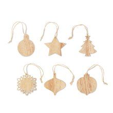 Set 6 Adornos Navideños de Haya Madera