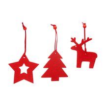 Set de adornos navideños de fieltro Rojo