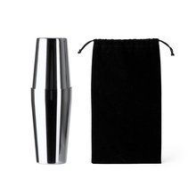 Set de cóctel con vaso medidor y coctelera Plata